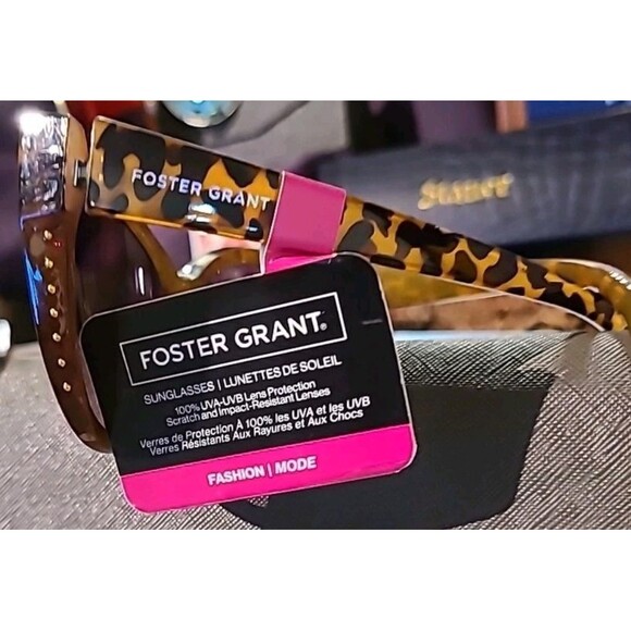 Foster Grant Sunglasses With Hard Case UVA-UVB Fashion cat eye studed - Picture 3 of 8
